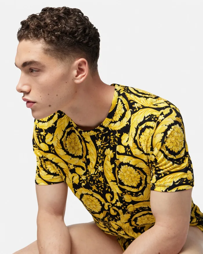Versace Barocco Undershirt Black Men Loungewear and Pajamas