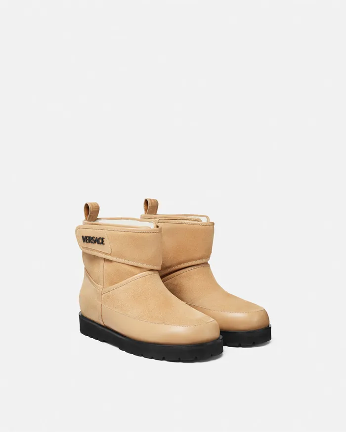 Versace Bastion Suede Boots Beige Men Boots