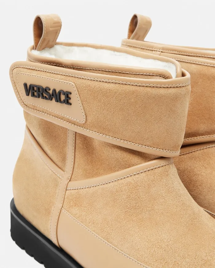 Versace Bastion Suede Boots Beige Men Boots