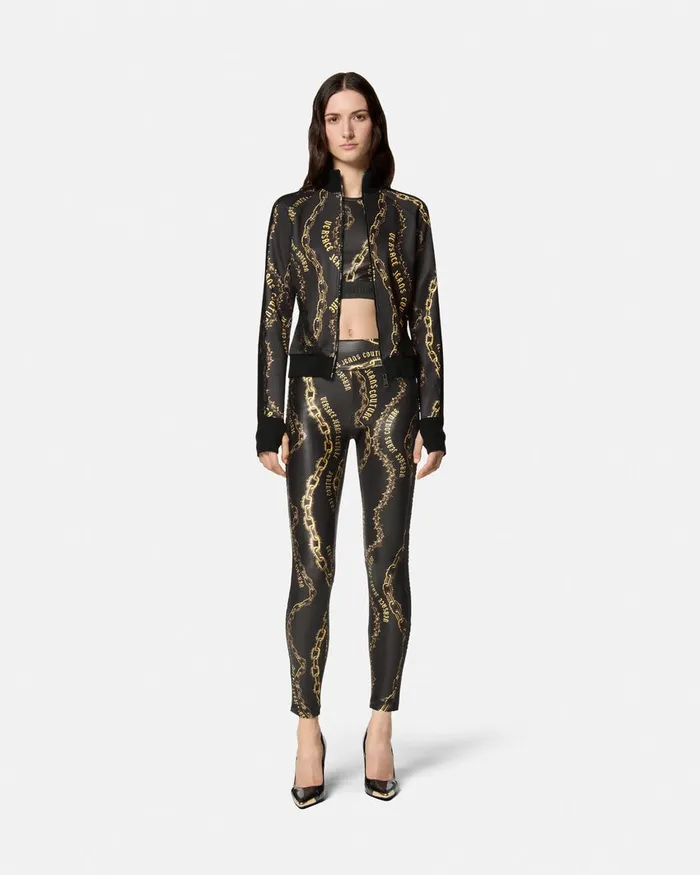 Versace Chain Couture Crop Top Blackgold Women Jeans Couture