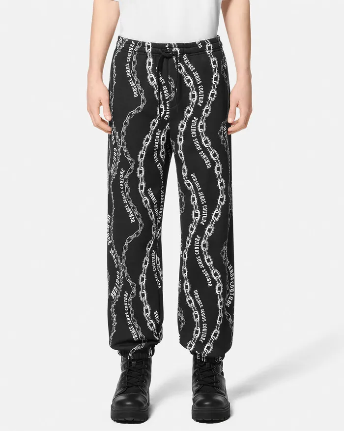 Versace Chain Couture Sweatpants Blackprint Men Jeans Couture