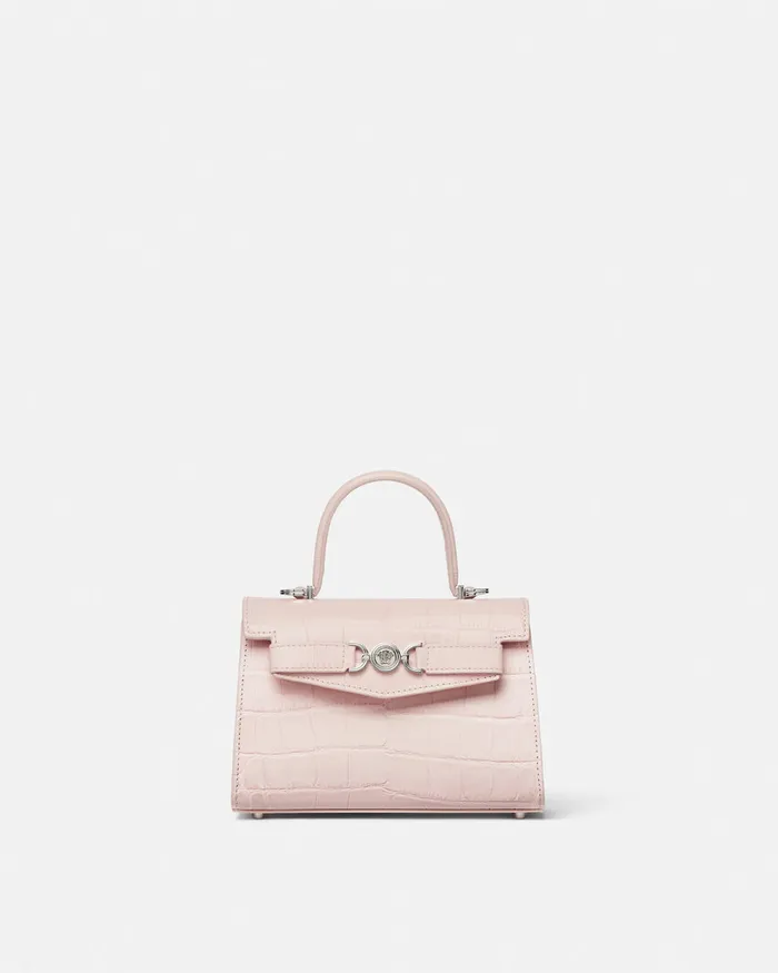 Versace CrocEffect Medusa 03995 Small Handbag Light Pink Women Top Handle