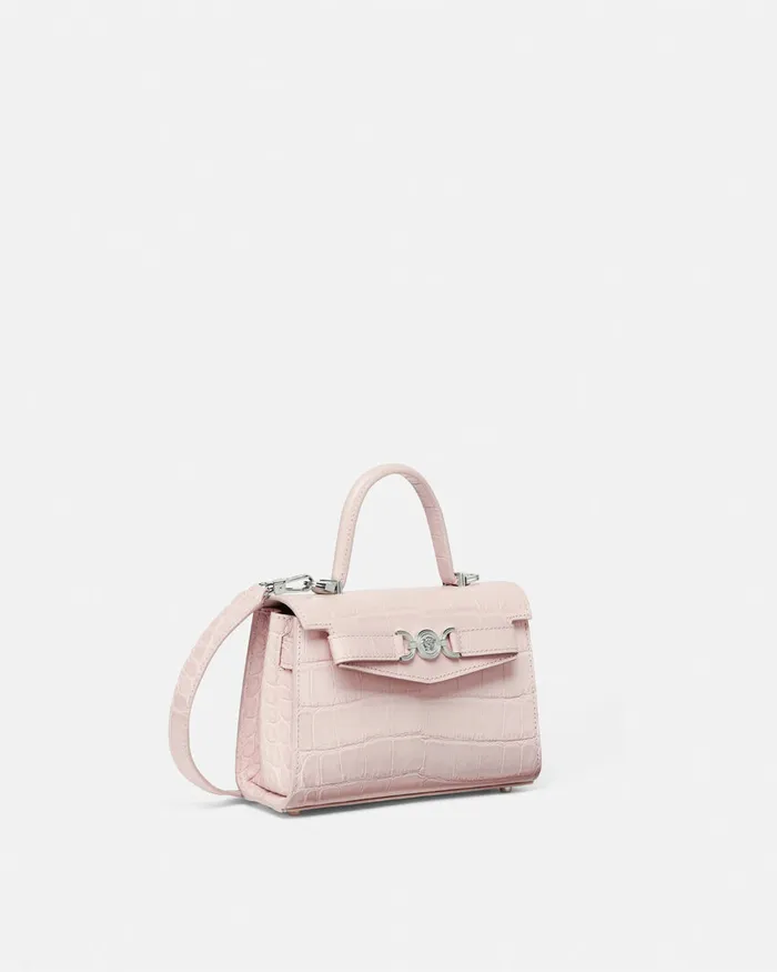 Versace CrocEffect Medusa 03995 Small Handbag Light Pink Women Top Handle