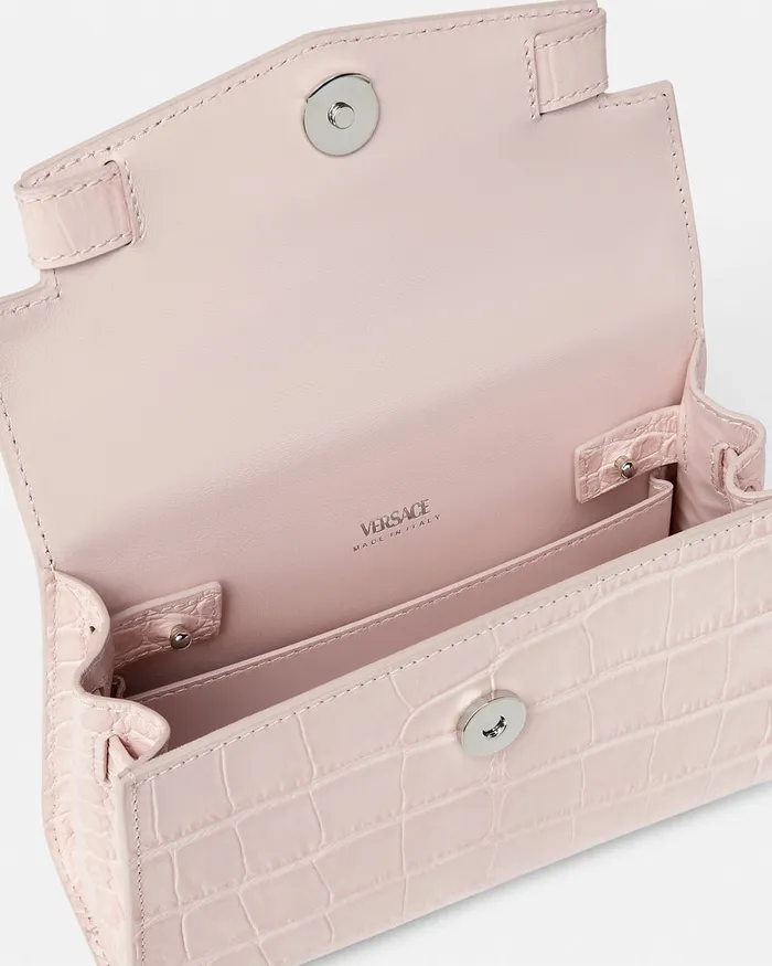 Versace CrocEffect Medusa 03995 Small Handbag Light Pink Women Top Handle