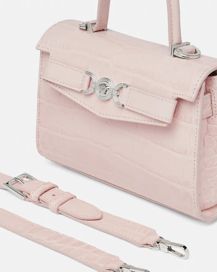 Versace CrocEffect Medusa 03995 Small Handbag Light Pink Women Top Handle