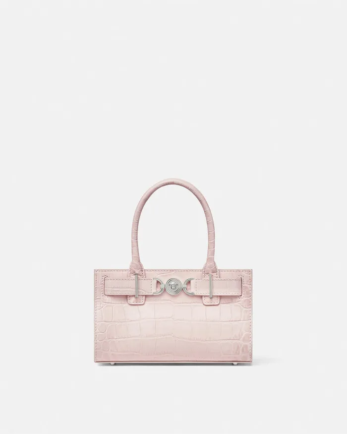 Versace CrocEffect Medusa 03995 Small Tote Bag Light Pink Women Totes