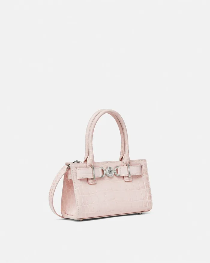 Versace CrocEffect Medusa 03995 Small Tote Bag Light Pink Women Totes