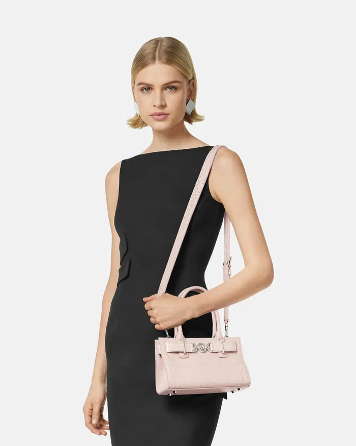 Versace CrocEffect Medusa 03995 Small Tote Bag Light Pink Women Totes