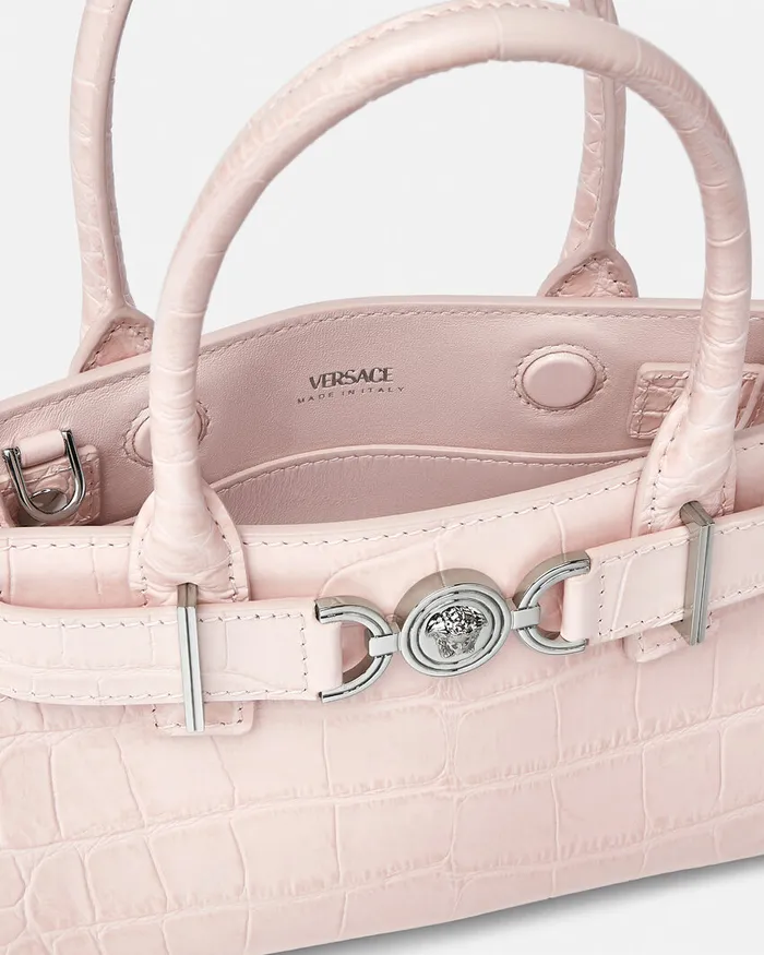Versace CrocEffect Medusa 03995 Small Tote Bag Light Pink Women Totes