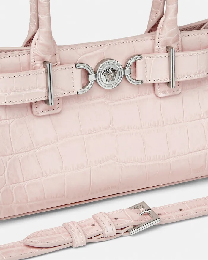 Versace CrocEffect Medusa 03995 Small Tote Bag Light Pink Women Totes