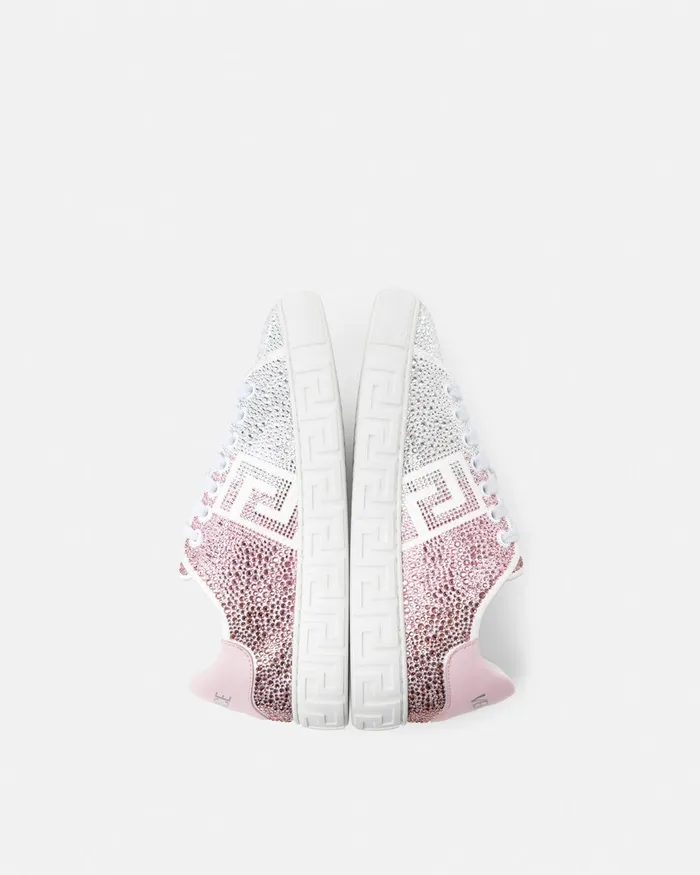 Versace Crystal Degrad Greca Sneakers Pinkwhite Women Greca