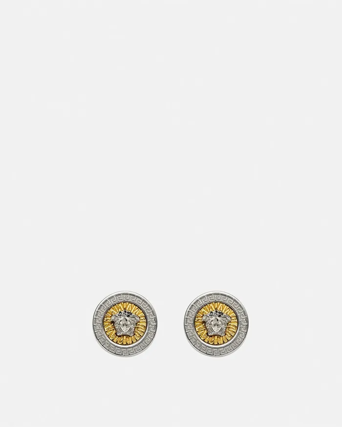 Versace Crystal Icon Stud Earrings Silvergold WomenMen Earrings