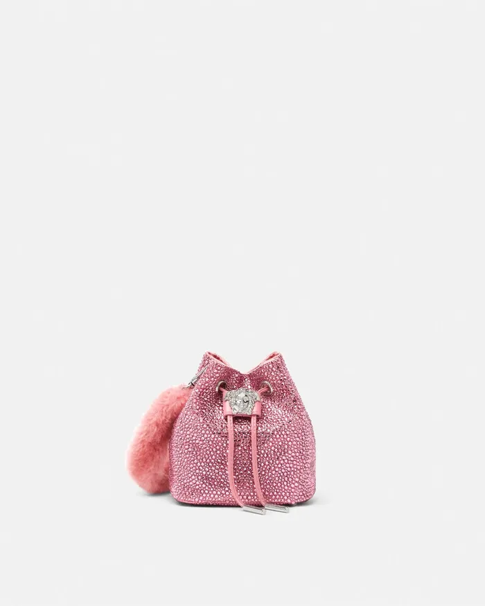 Versace Crystal La Medusa Mini Bucket Bag Pink Women La Medusa