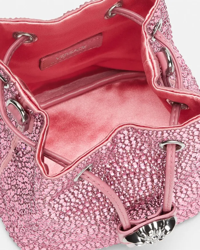 Versace Crystal La Medusa Mini Bucket Bag Pink Women La Medusa