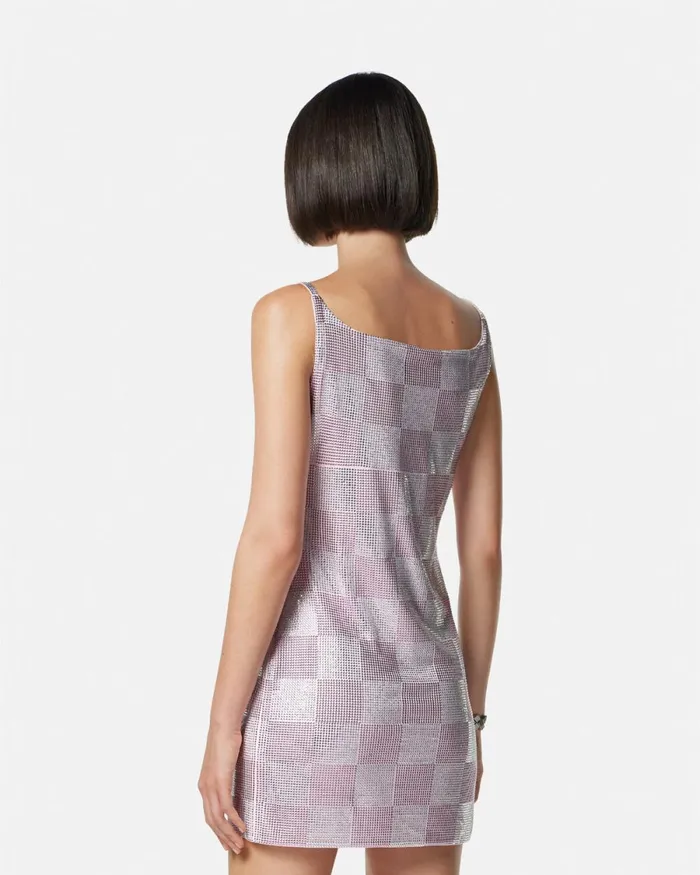 Versace Crystal Medusa 03995 Mini Dress Light Pink Women Dresses