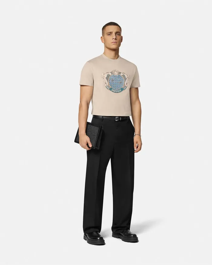 Versace Crystal Starfish Blason TShirt Beige Men TShirts and Polos