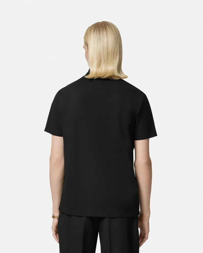 Versace Embroidered Coupe Blason Polo Shirt Black Men TShirts and Polos