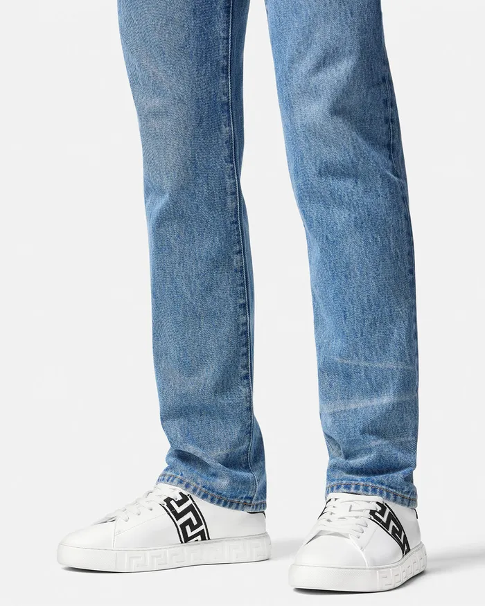 Versace Embroidered Greca Sneakers Blackwhite Men Sneakers