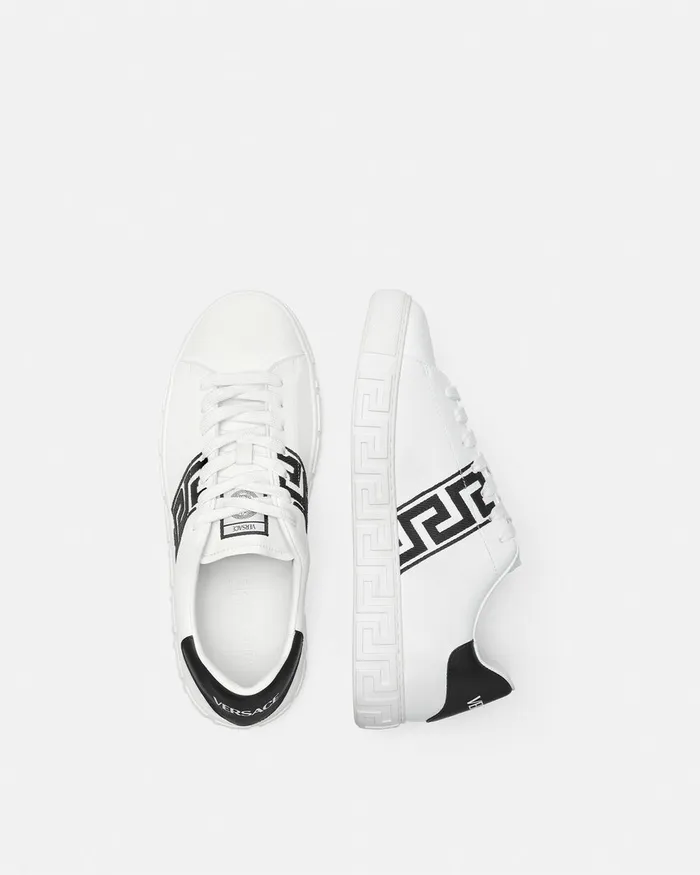 Versace Embroidered Greca Sneakers Blackwhite Men Sneakers