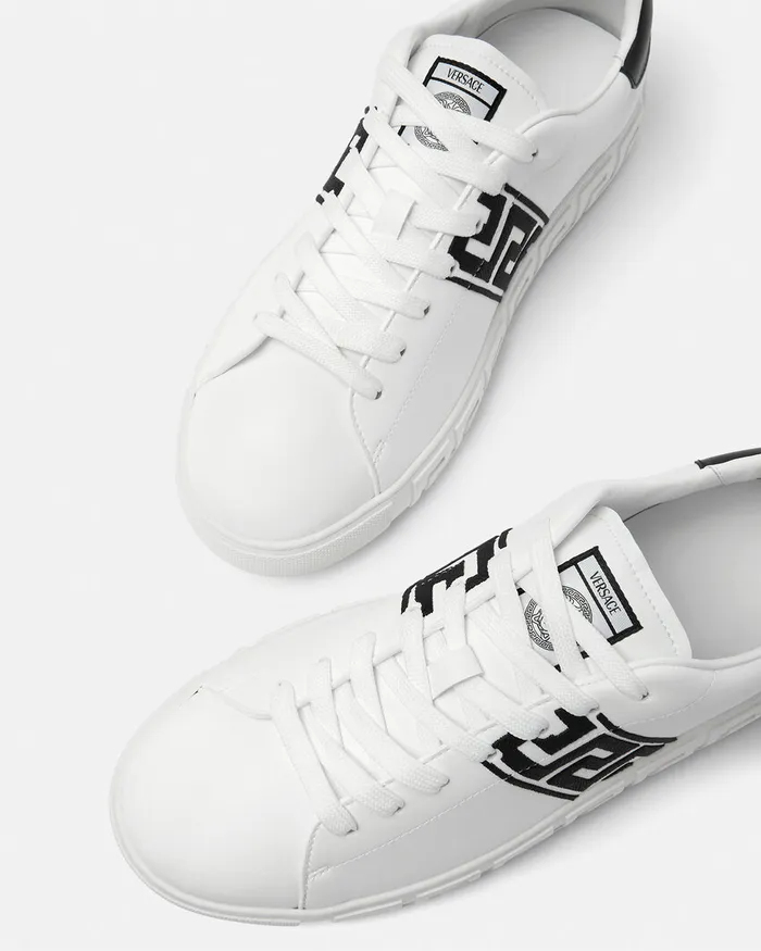 Versace Embroidered Greca Sneakers Blackwhite Men Sneakers