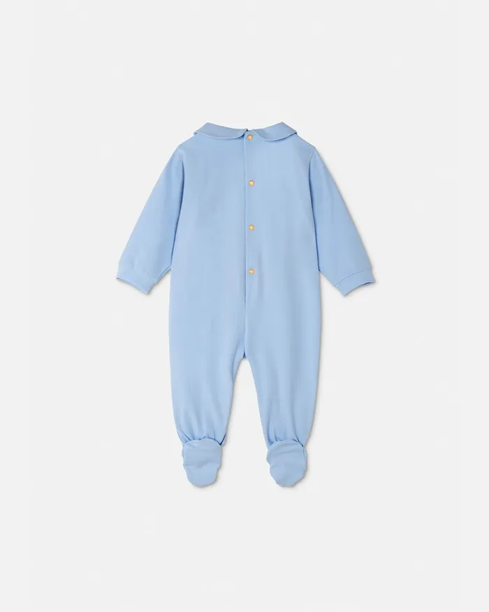 Versace Embroidered Medusa Baby Sleepsuit Blue Kids Clothing