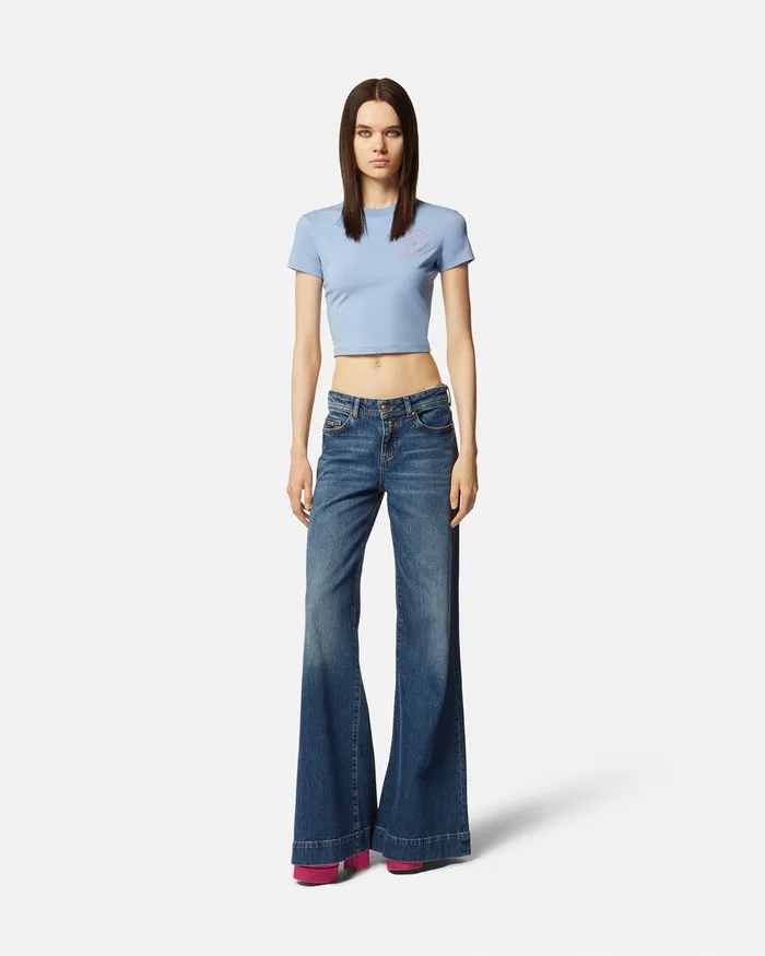Versace Flared Jeans Blue Women Jeans Couture