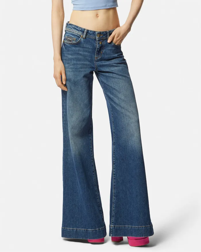 Versace Flared Jeans Blue Women Jeans Couture