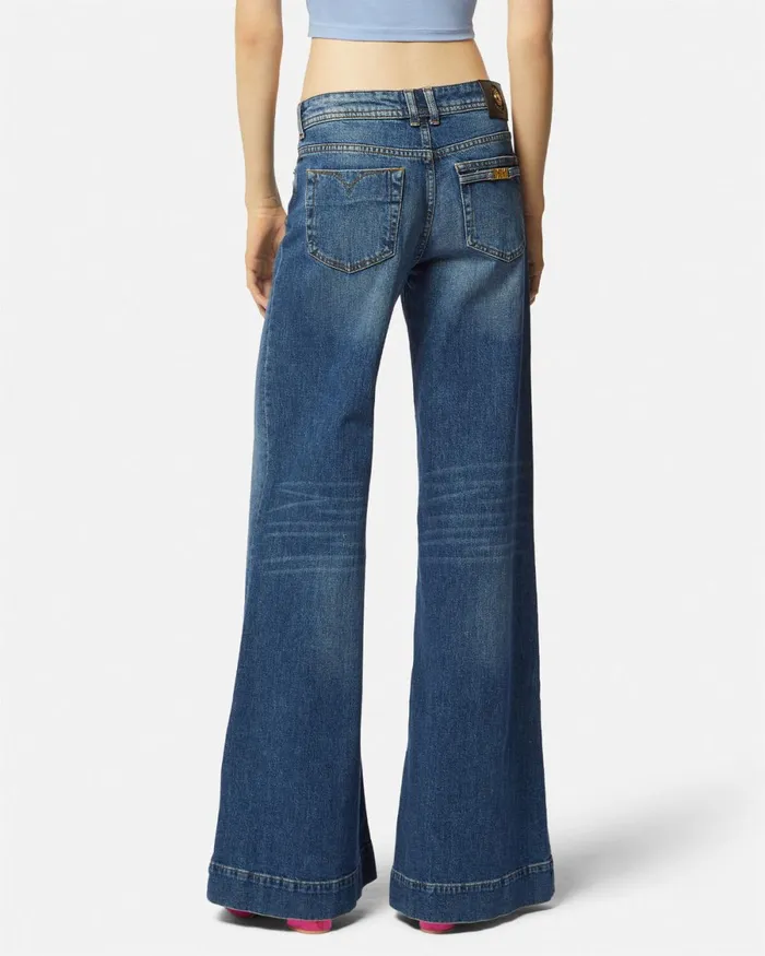 Versace Flared Jeans Blue Women Jeans Couture