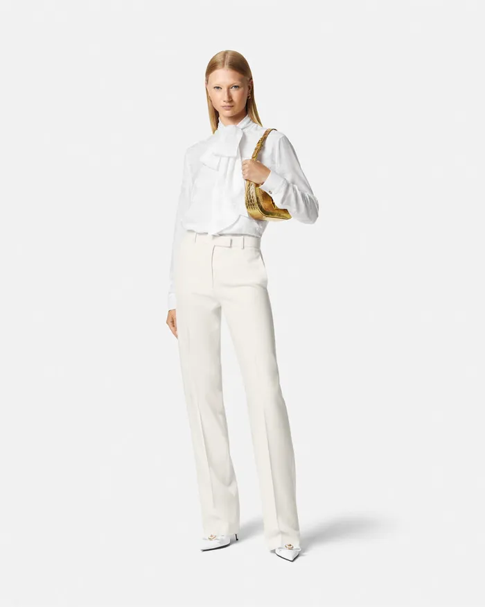 Versace Grain De Poudre StraightLeg Pants White Women Pants and Shorts