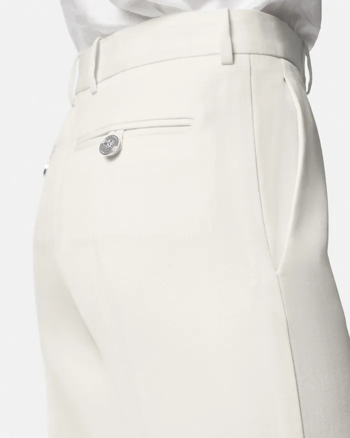 Versace Grain De Poudre StraightLeg Pants White Women Pants and Shorts