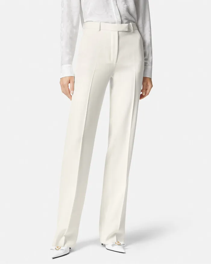 Versace Grain De Poudre StraightLeg Pants White Women Pants and Shorts