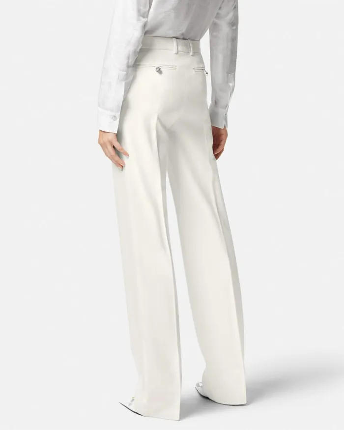 Versace Grain De Poudre StraightLeg Pants White Women Pants and Shorts