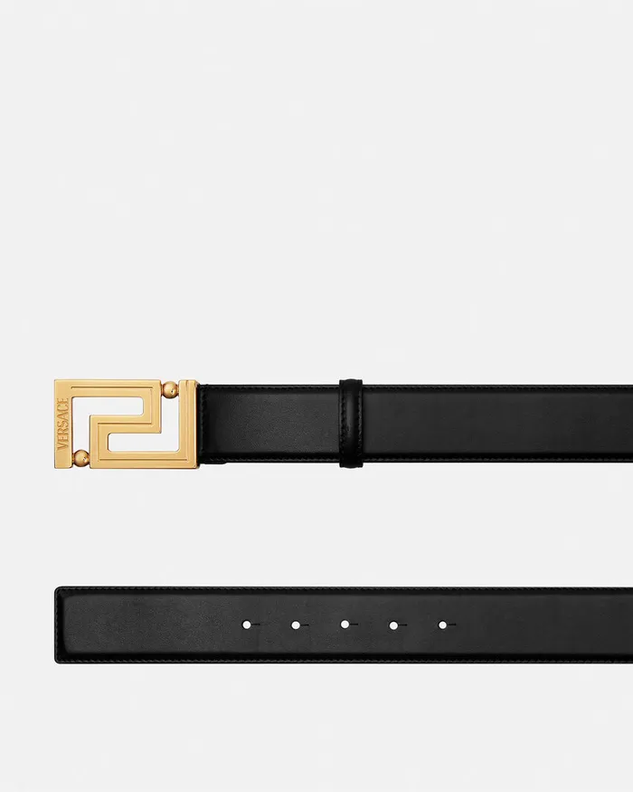 Versace Greca Leather Belt 4 Cm Blackgold Men Belts