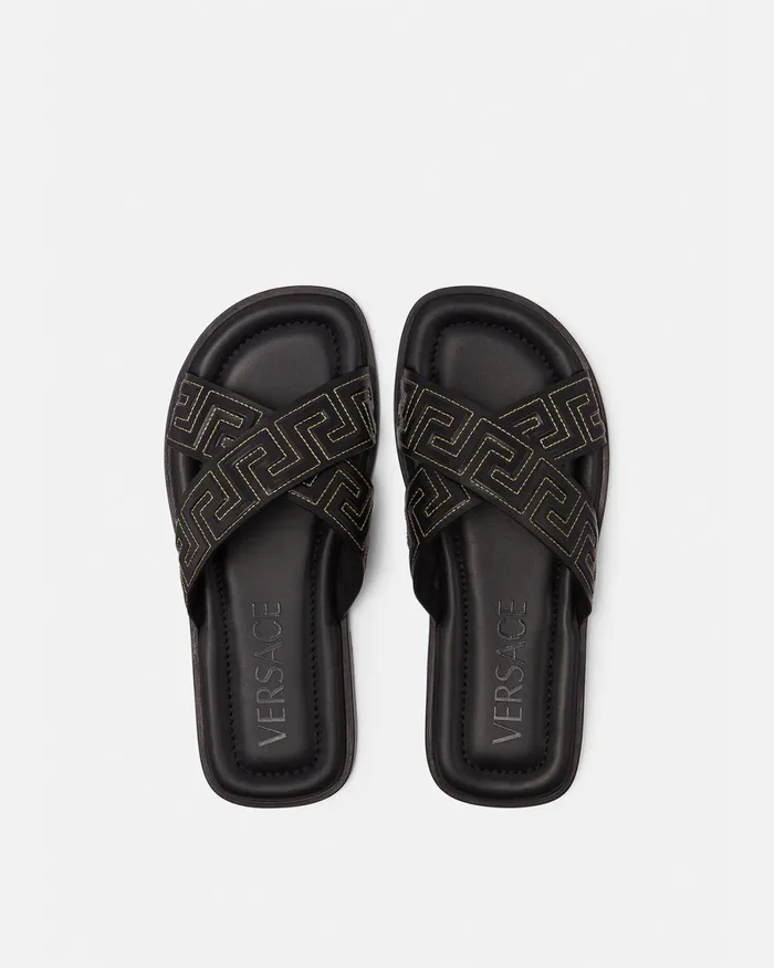 Versace Greca Sandals Black Men Sandals and Slides