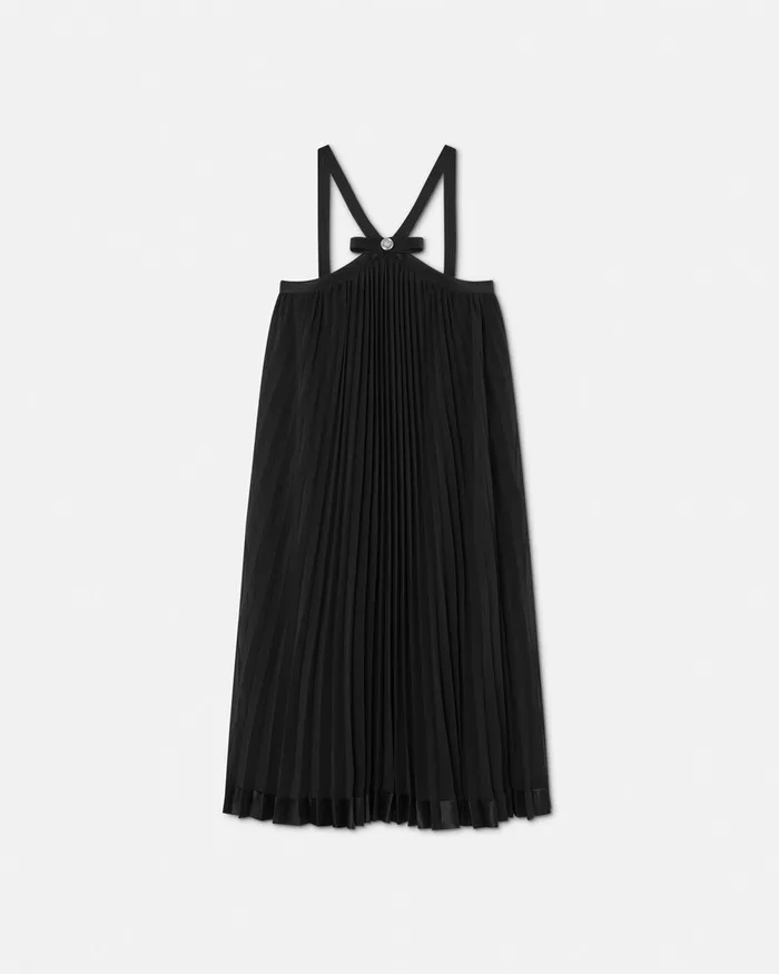 Versace Halterneck Pleated Mini Dress Black Women Dresses