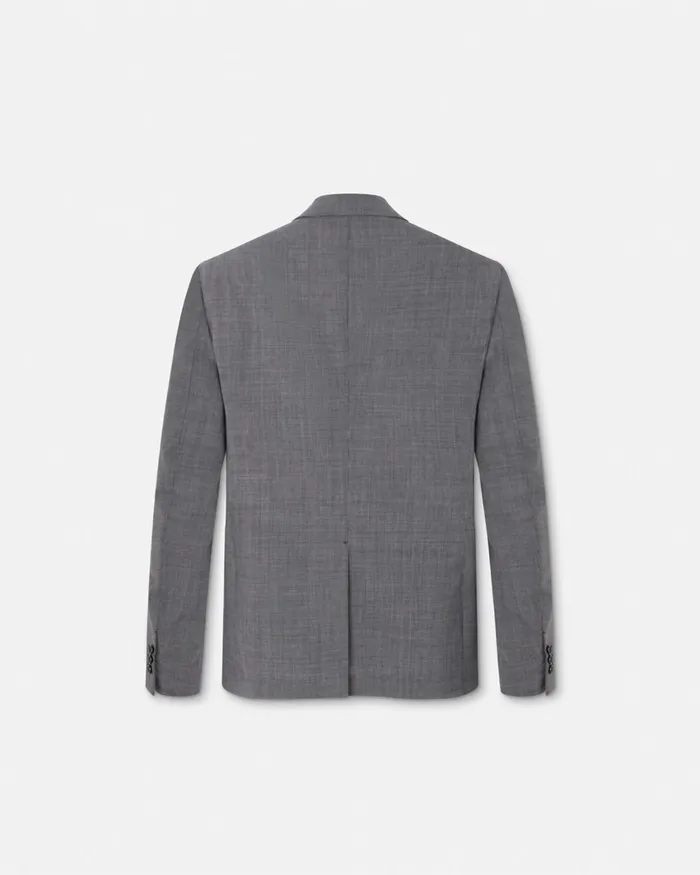 Versace Houndstooth Wool SingleBreasted Blazer Gray Men Blazers and Suits