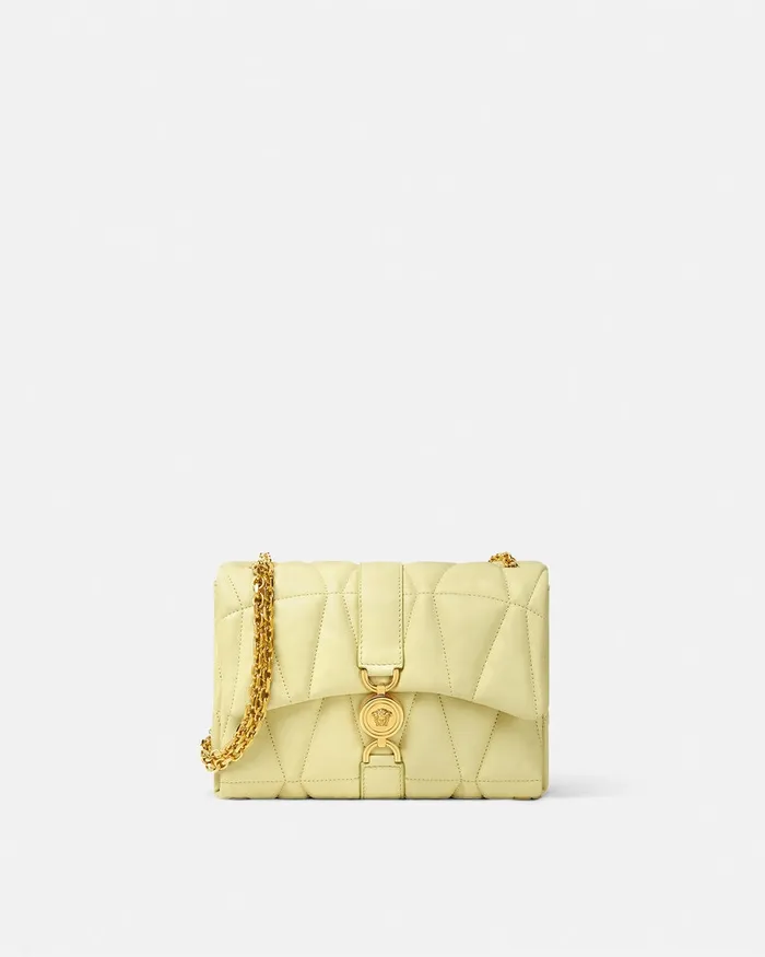 Versace Kleio Quilted Shoulder Bag Yellow Women Shoulder and Crossbody