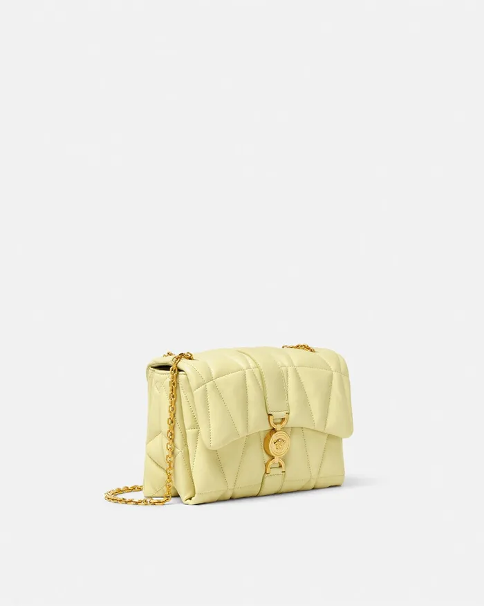 Versace Kleio Quilted Shoulder Bag Yellow Women Shoulder and Crossbody