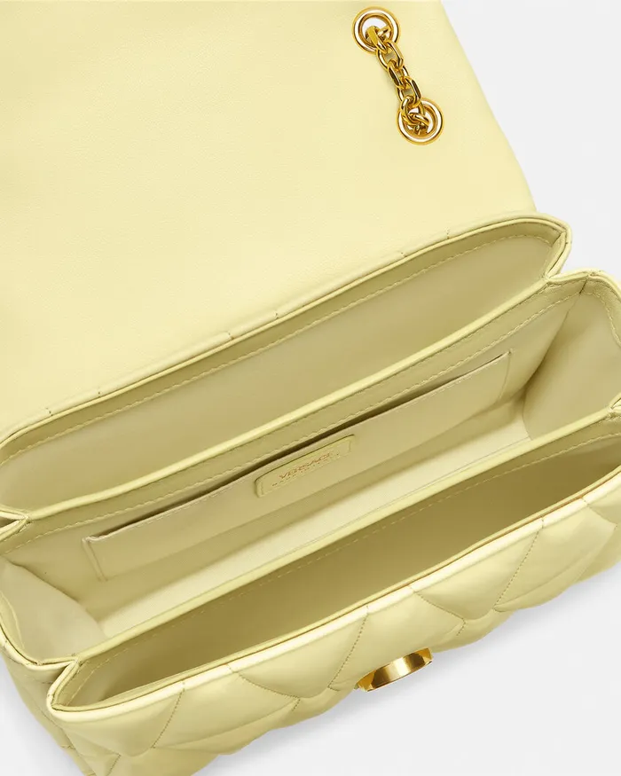 Versace Kleio Quilted Shoulder Bag Yellow Women Shoulder and Crossbody