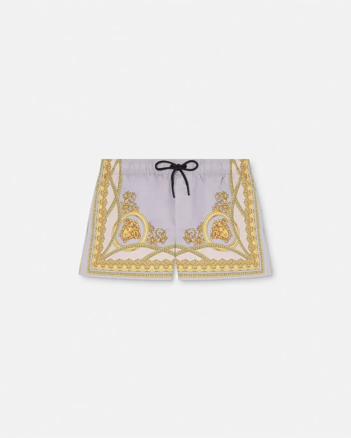 Versace La Coupe Des Dieux Swim Shorts Grayprint Men Swimwear