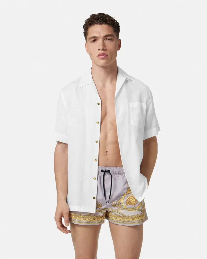 Versace La Coupe Des Dieux Swim Shorts Grayprint Men Swimwear