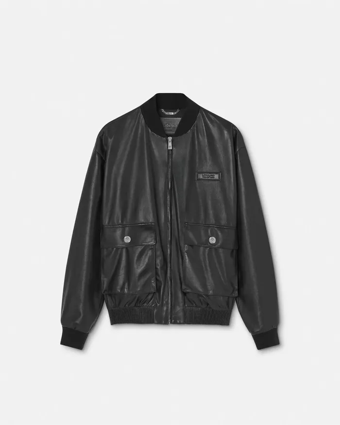 Versace Leather Blouson Jacket Black Women Outerwear and Coats