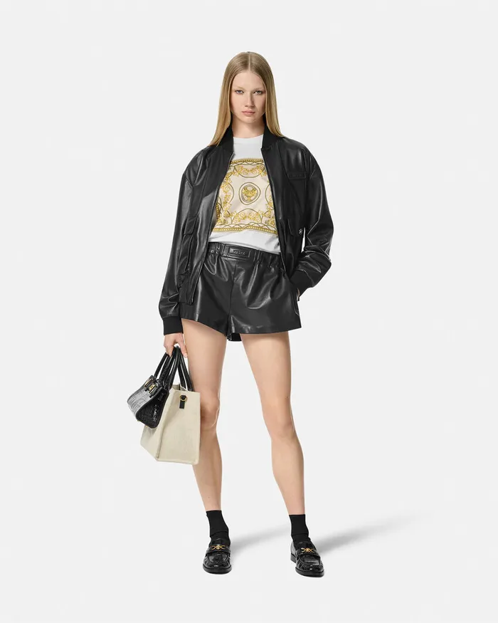 Versace Leather Blouson Jacket Black Women Outerwear and Coats