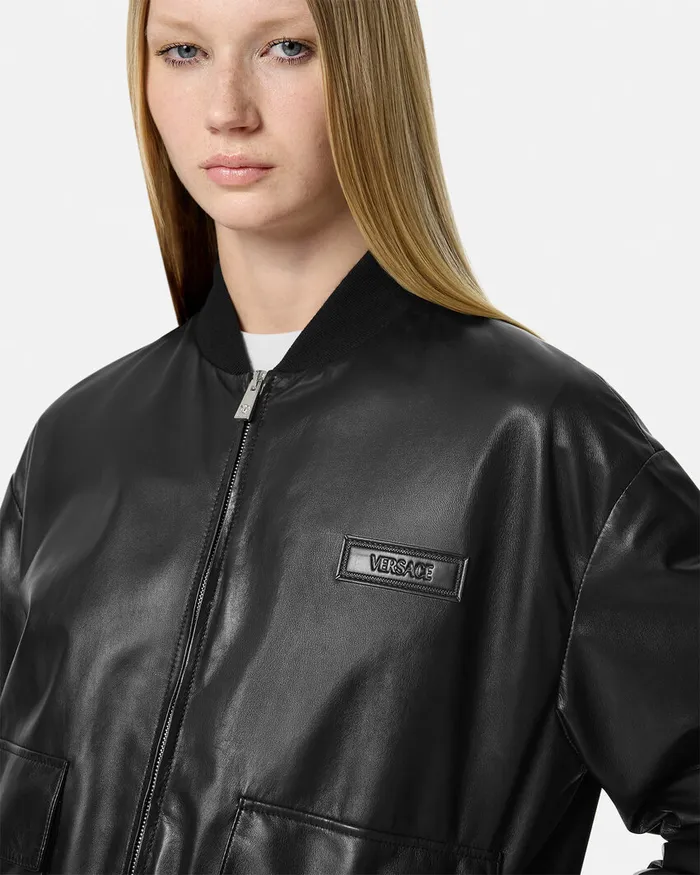 Versace Leather Blouson Jacket Black Women Outerwear and Coats