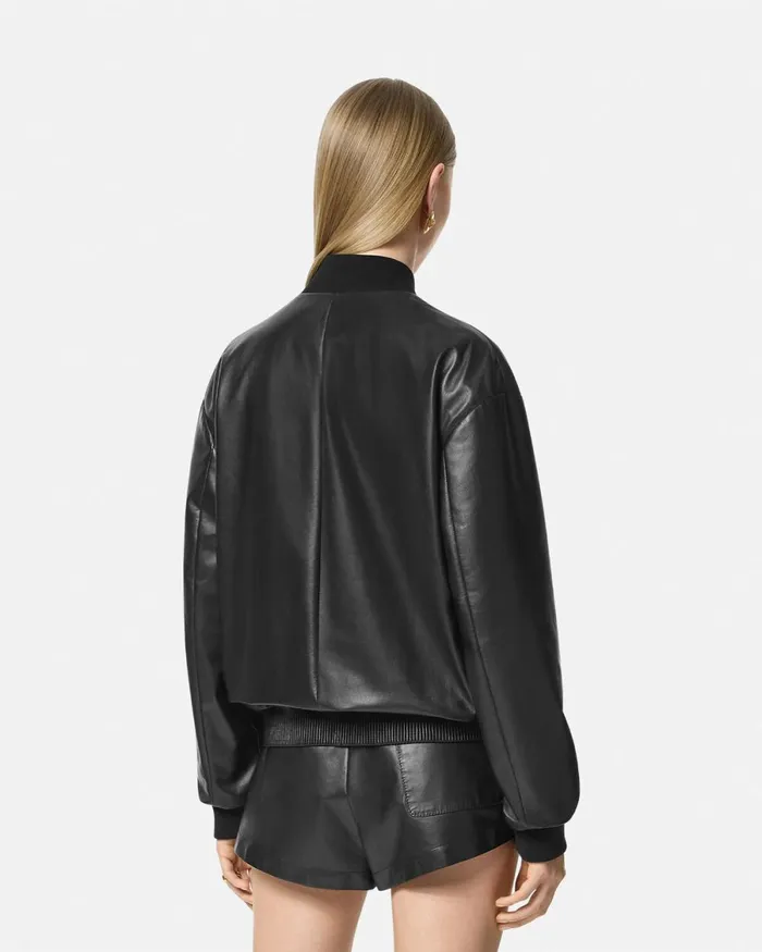 Versace Leather Blouson Jacket Black Women Outerwear and Coats