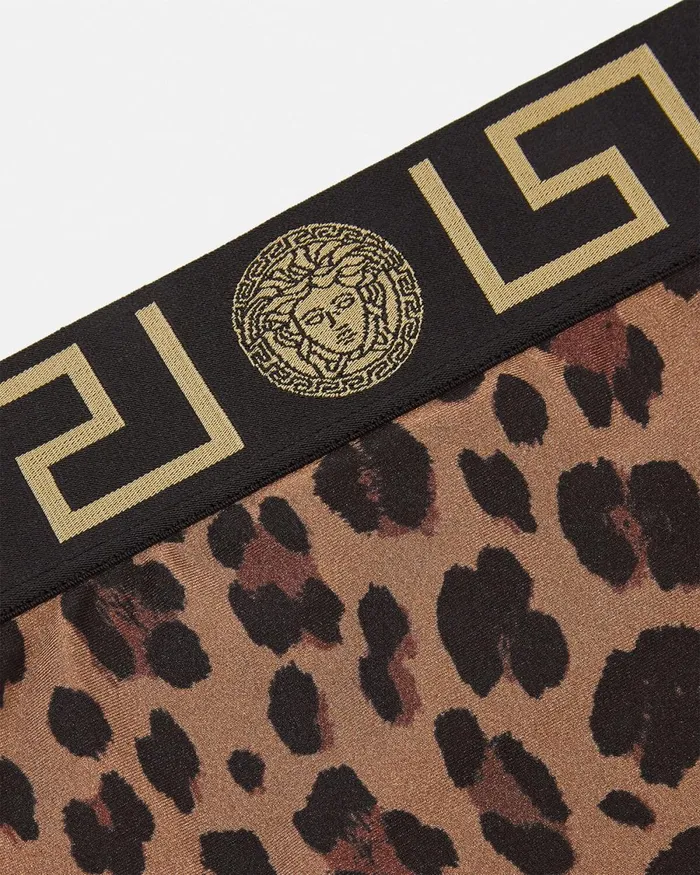 Versace Leopard High Waist Bikini Bottoms Animalier Women Swimwear