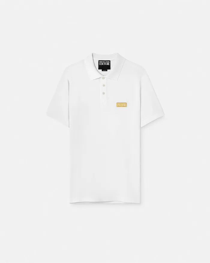 Versace Logo SlimFit Polo Shirt Whiteprint Men Jeans Couture