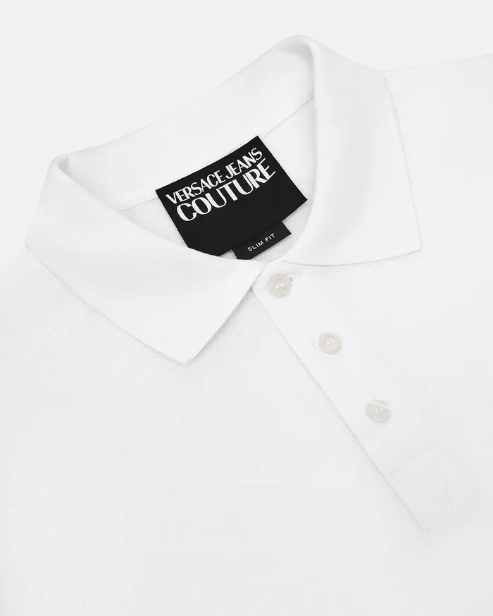 Versace Logo SlimFit Polo Shirt Whiteprint Men Jeans Couture