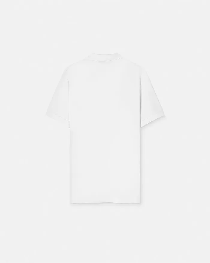 Versace Logo SlimFit Polo Shirt Whiteprint Men Jeans Couture