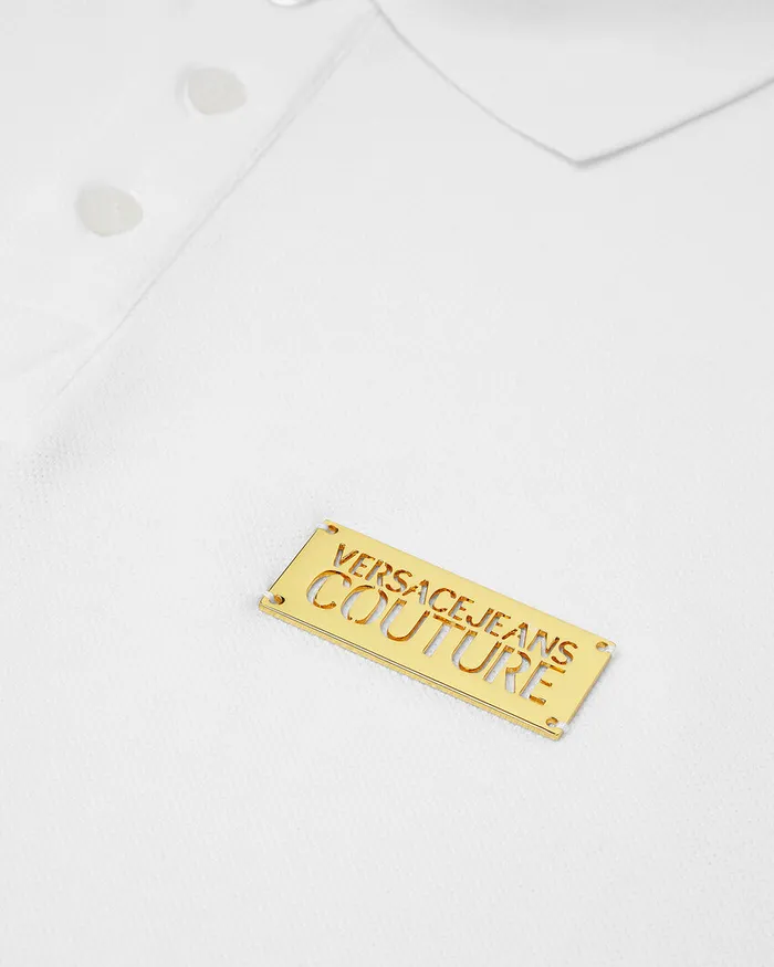 Versace Logo SlimFit Polo Shirt Whiteprint Men Jeans Couture